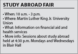 Students can travel to Study Abroad Fair 