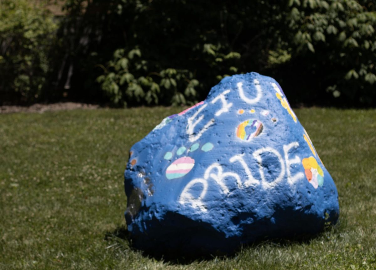 The Spirit Rock, freshly painted by EIU Pride on June 6, 2024.