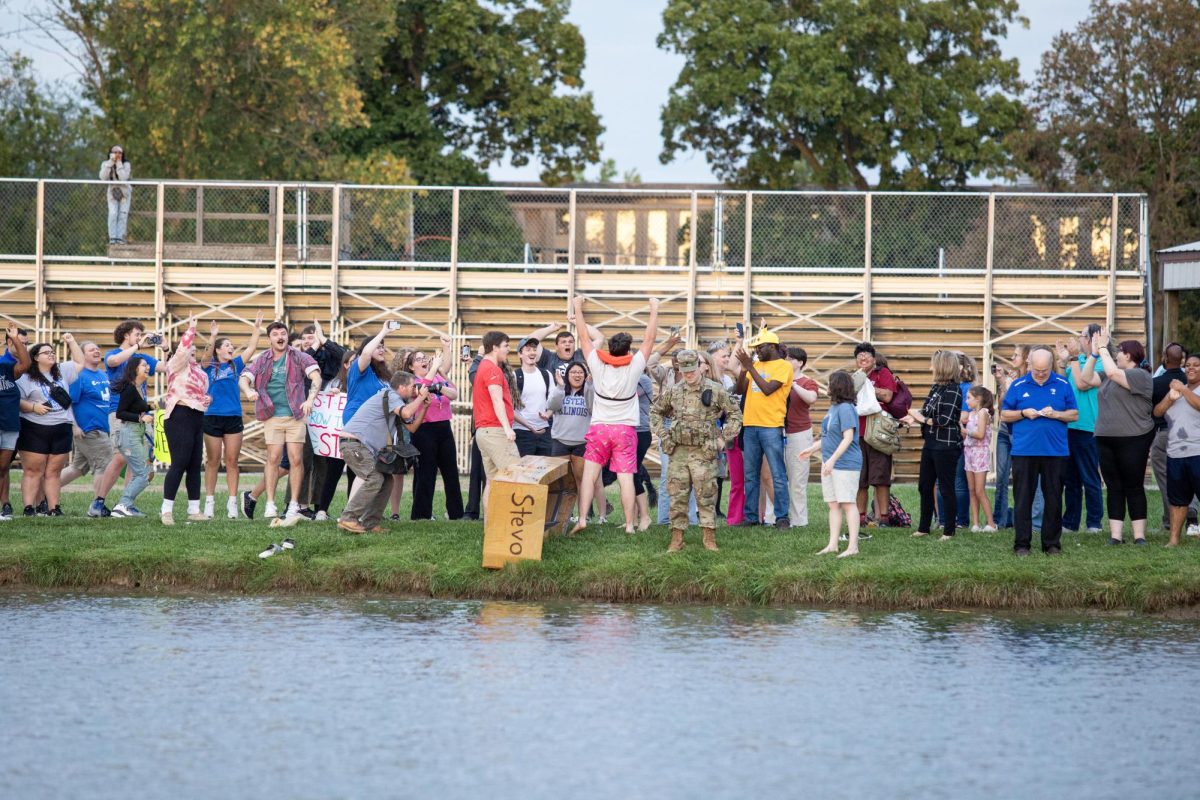 Stevenson Hall won the Boat race at the Campus Pond during Neighborhood Week. Students of Stevenson celebrated by cheering and chanting "Stevo." 