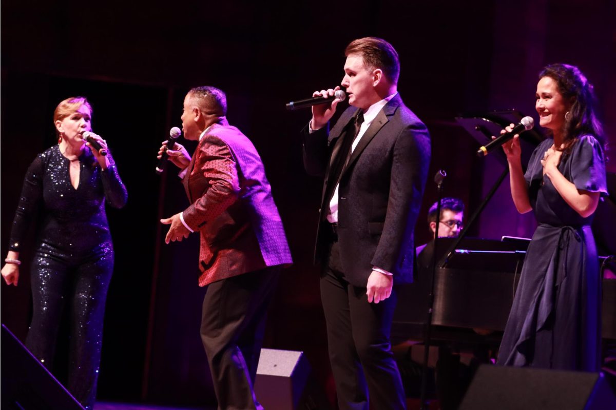 Ali Ewoldt, Teri Hansen, Ben Micheal and Robert Sims sing "The Time Of My Life " from Dirty Dancing at the Broadway A-Z performance in the Doudna Fine Arts Center Saturday. 