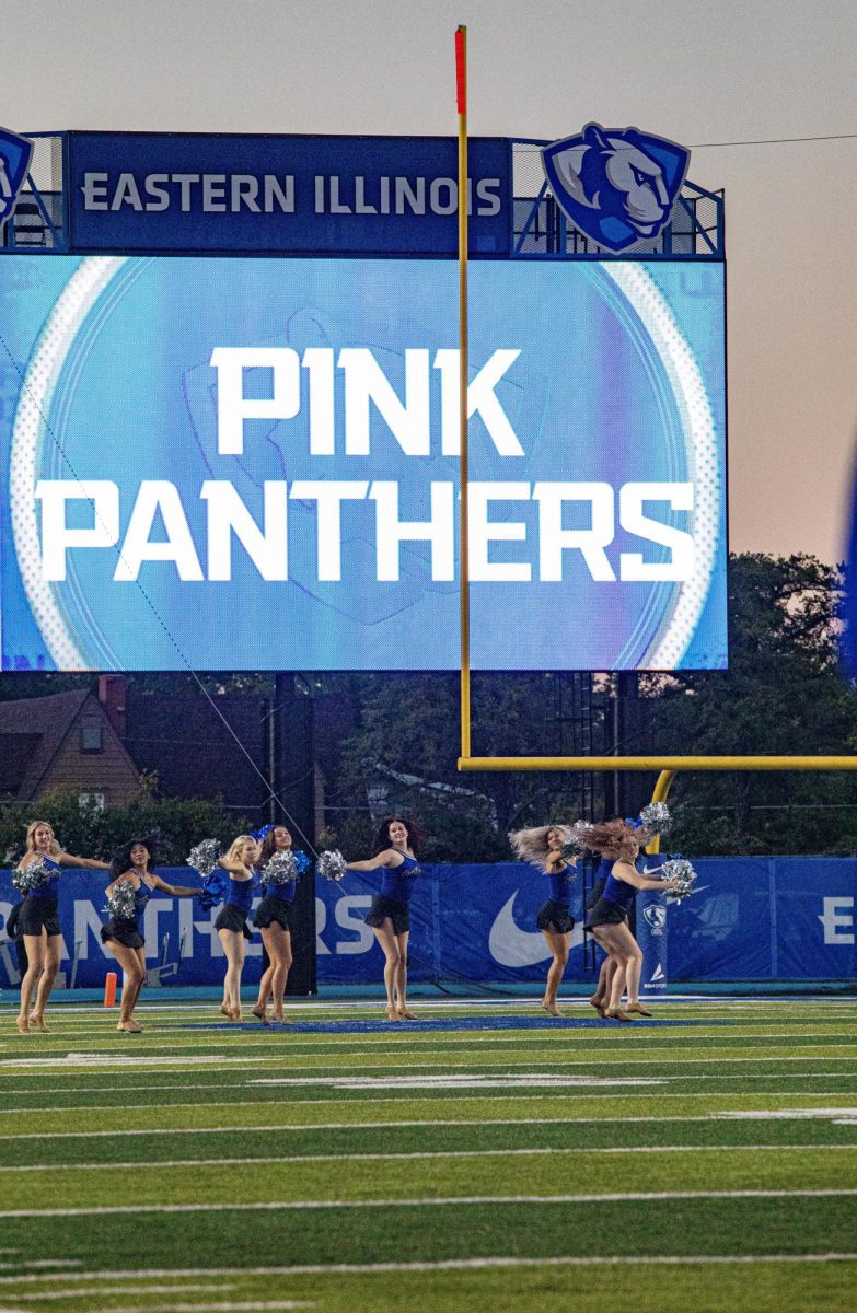 The Pink Panthers perform on the field, during the Eastern Illinois Panthers vs Indiana State Sycamores at O'Brien Field on Saturday Sept 7, 2024. Panthers won 27-20.