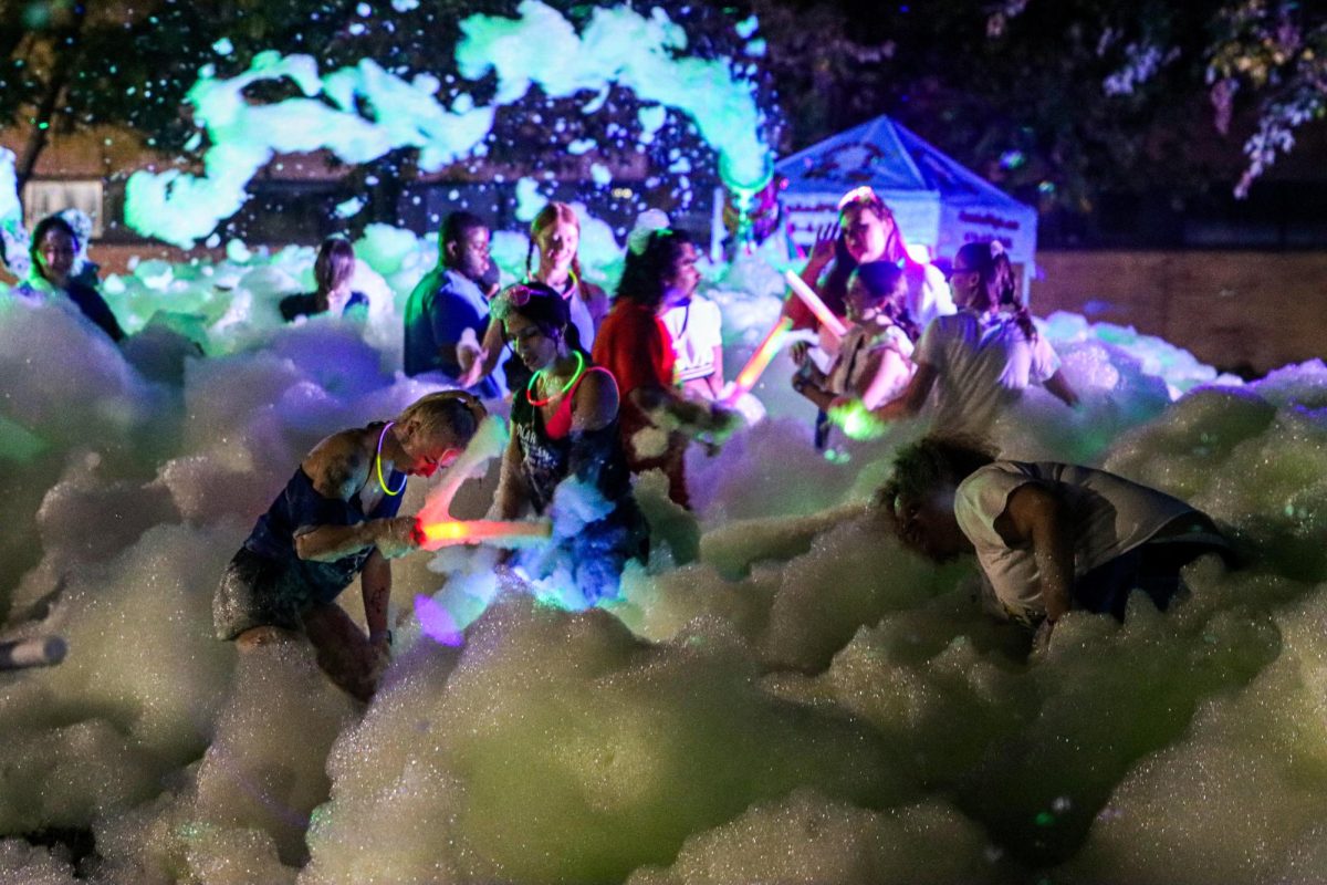 Students were given glow sticks at the Glow Foam Party.