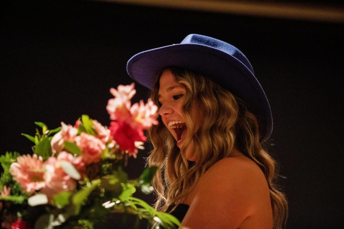 Sophomore business education major Taylor Bueker gets crowned homecoming princess in the Grand Ballroom in the Martin Luther King Jr. Union