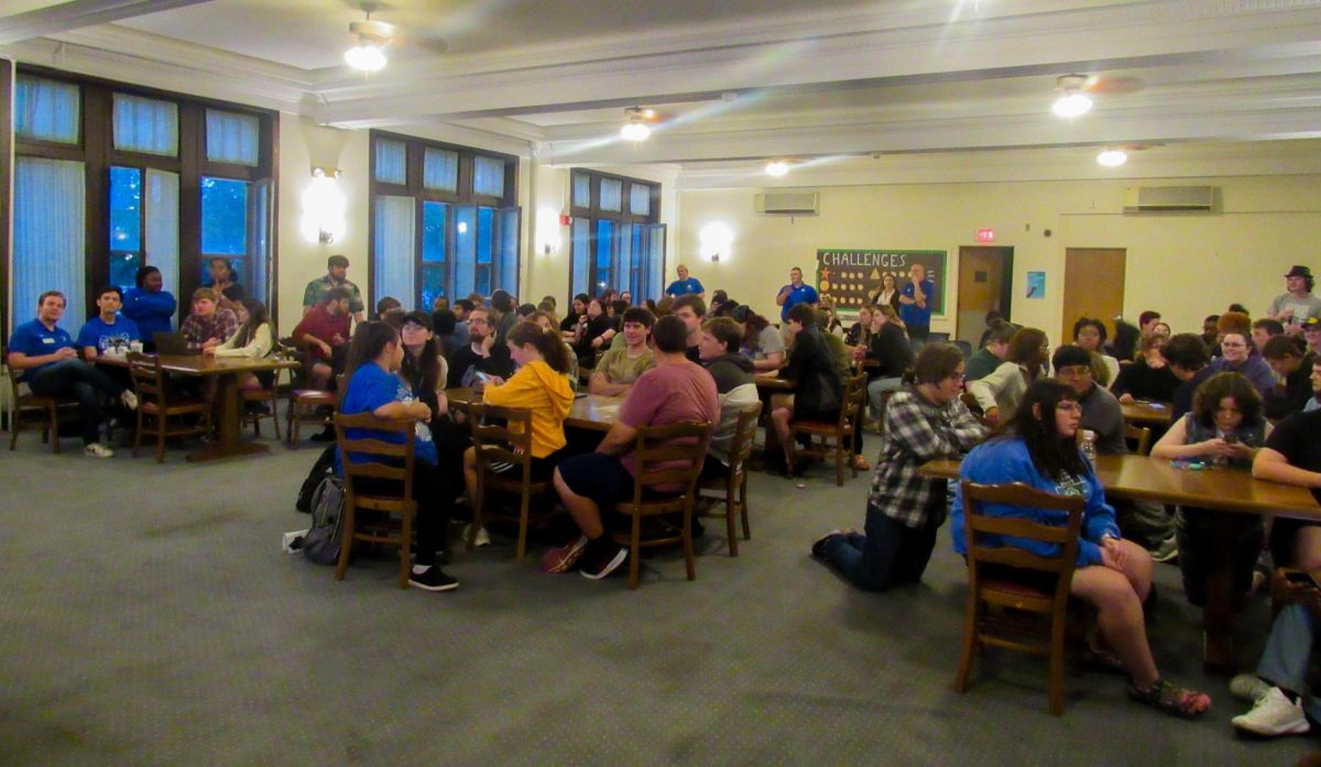 The Residence Hall Association hosted a trivia night in the Great room in Pemberton Hall on Tuesday as the start of events of Neighborhood Week. Neighborhood Week is a week of events in which residence halls compete in events. Groups that formed by residence hall competed in Kahoot quizzes. 