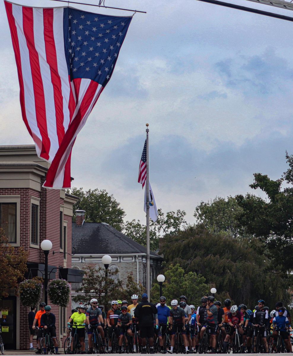 Bikers prepare to start the 25-mile race of the Tour De Charleston on Saturday morning.