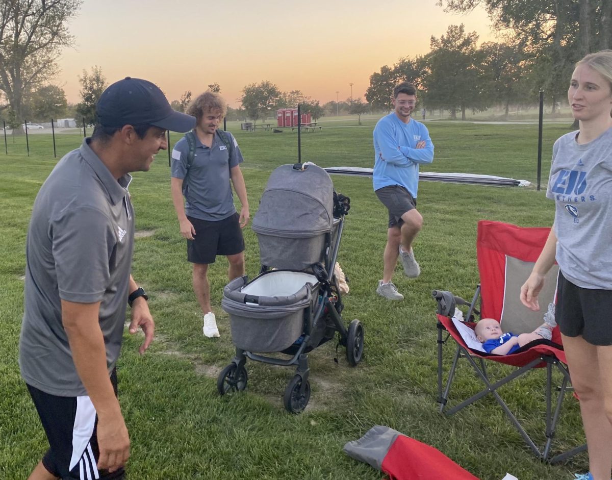 Incarnate Word head coach Kiki Lara greeting alumni and others after Incarnate Word beat Eastern 4-1 Thursday afternoon at Lakeside Field.

