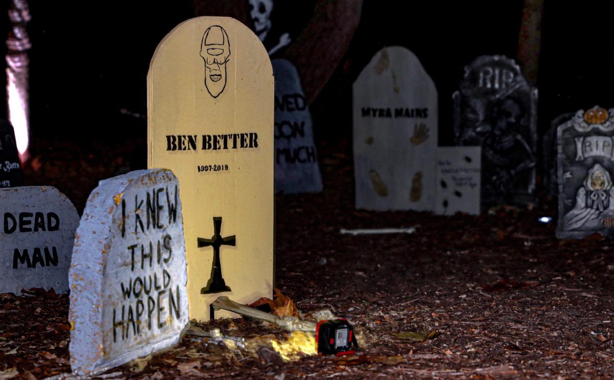 The graveyard in the Haunted Hike where Beetlejuice is first summoned after calling his name three times. The annual Halloween event took place at Douglas Hart Nature Center in Mattoon, Ill. on Saturday.