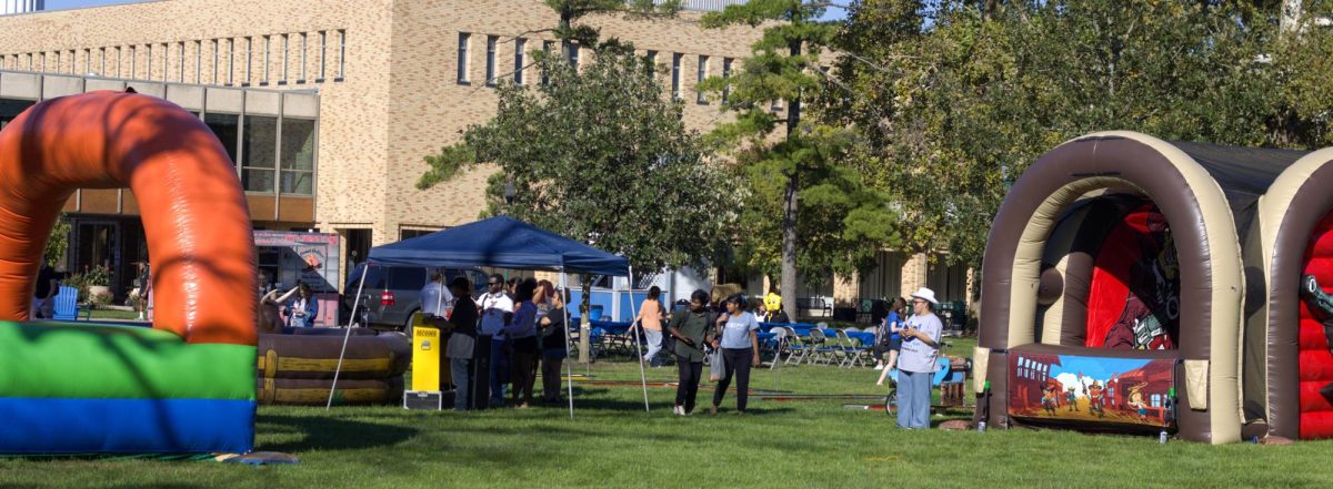 Student attend the Rode Round-up on the Library Quad for homecoming 