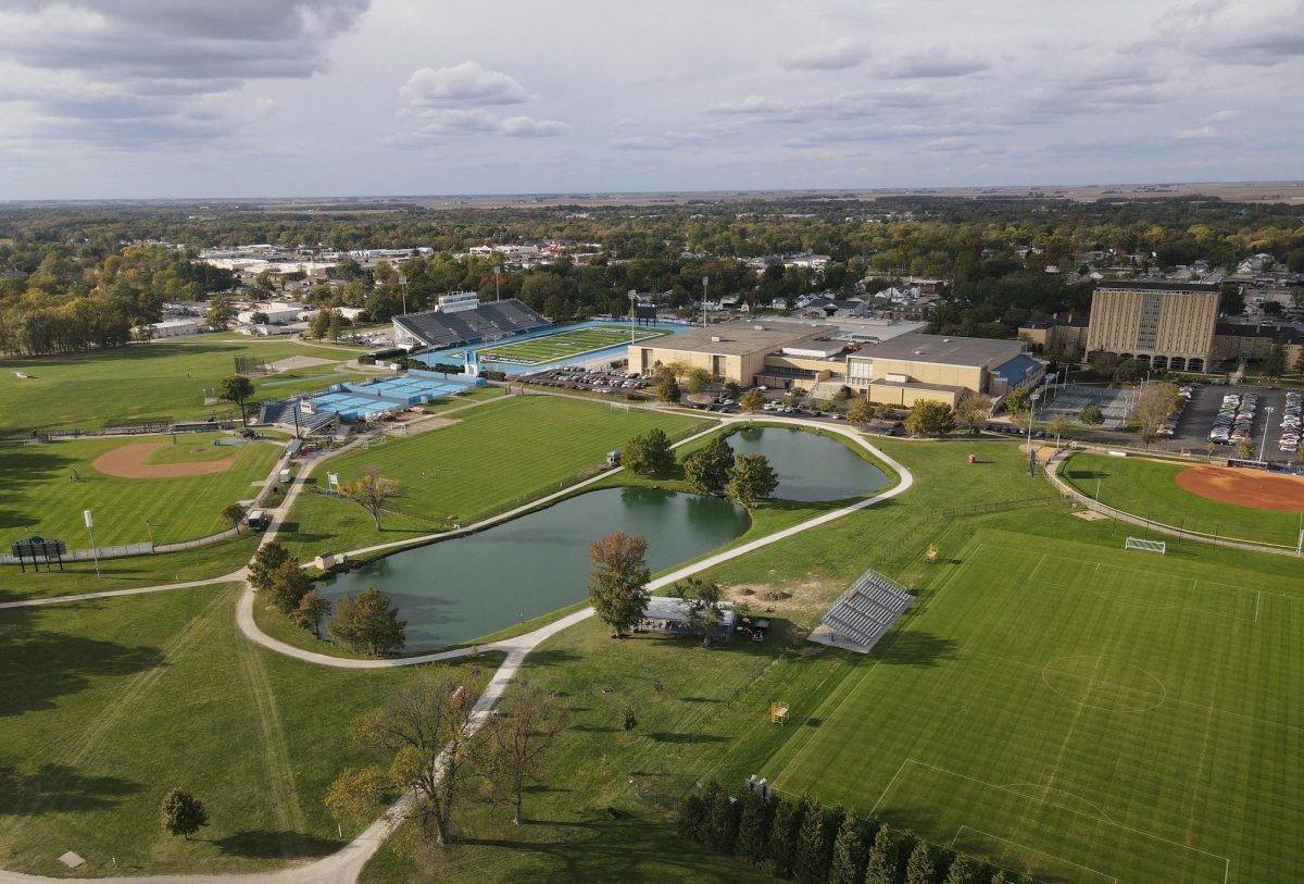 Drone shot over the Panther Trail and various Eastern sports fields.