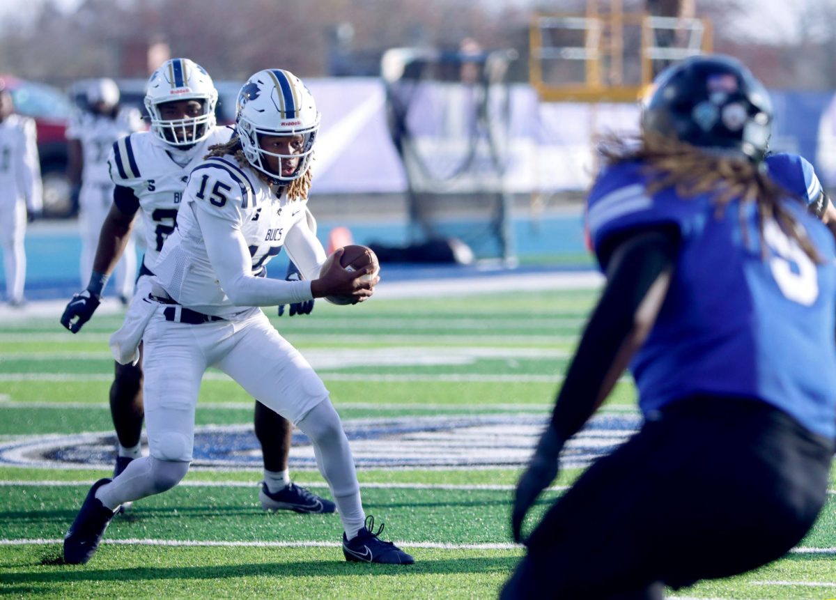 Charleston Southern redshirt sophomore quarterback Kaleb Jackson runs the ball during the football game Saturday at O'Brien Stadium. The Panthers won 16-13.