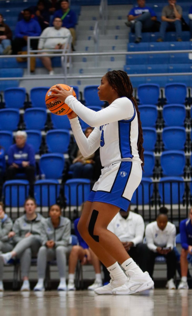 Redshirt sophomore forward Sydney-James Desroches shoots a free throw during the Eastern Illinois University women's basketball game against the Indiana State Sycamores  at Groniger Arena in Charleston, Ill., Friday, Dec. 6 2024.
