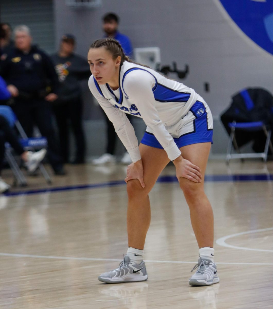 Senior guard Kiyley Flowers stands during the Eastern Illinois University women's basketball game against the Indiana State Sycamores on Friday, Dec. 6, 2024 in Groniger Arena. 