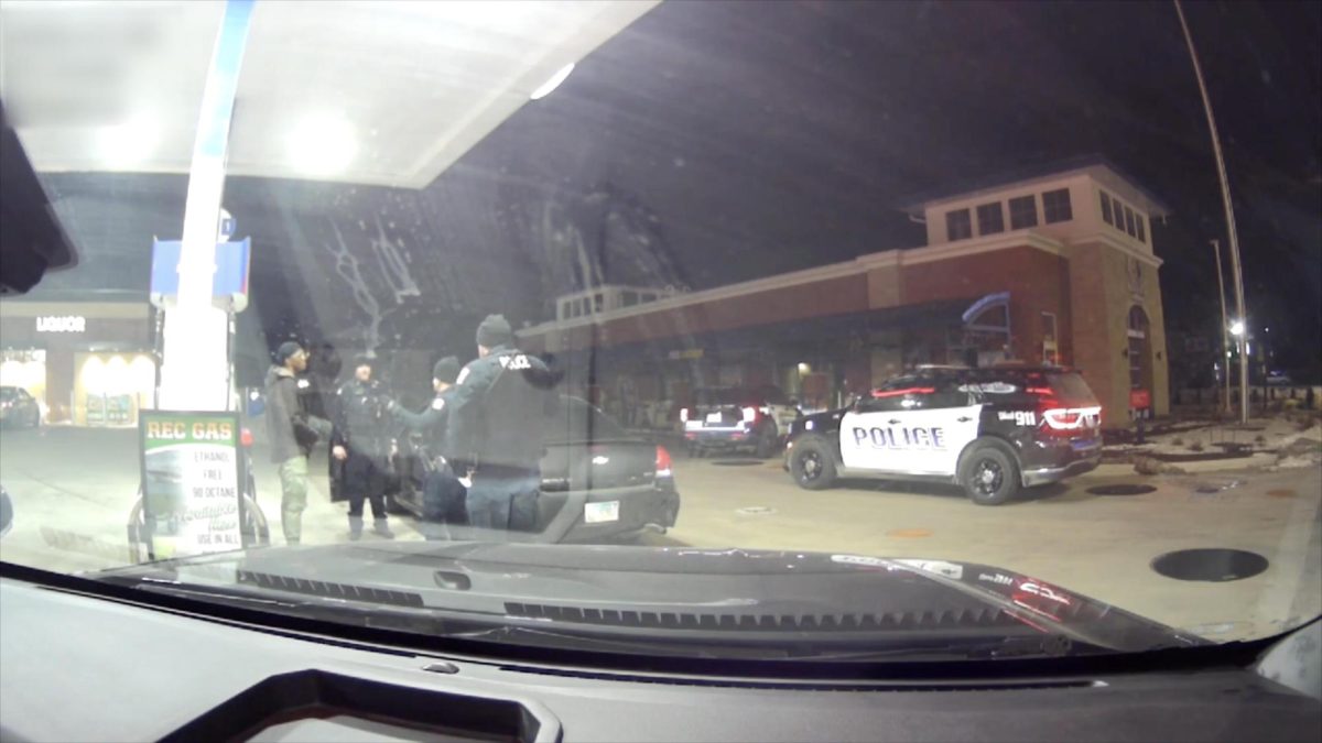 A screenshot of police dash camera video interaction with Eastern Illinois University student Yahacov Dennis. at the gas station before Dennis death, on Jan. 25 in Charleston.