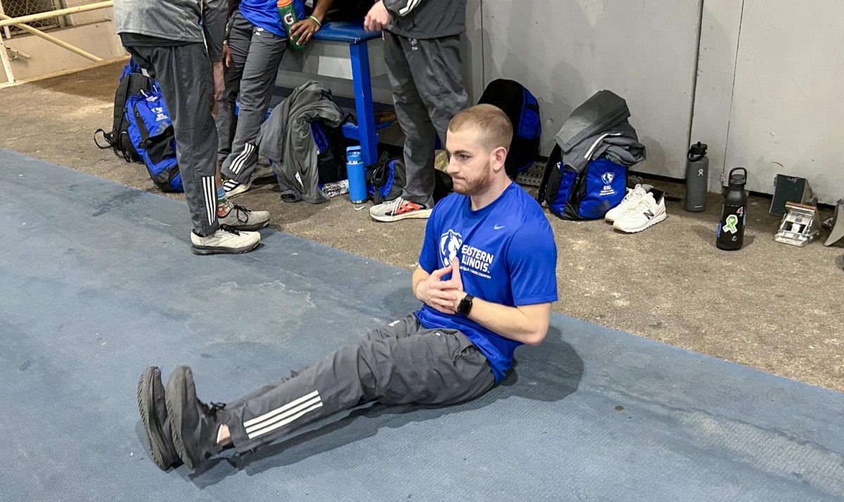 Sophomore multi track and field athlete Ben Jessup stretches and prepares to compete in the John Craft Invite on Saturday.