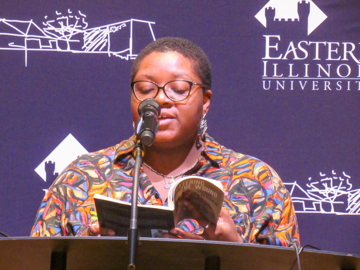 Poetry Jacqui Germain reads from her book "Bittering the Wound" reads his creative nonfiction work at the Lions in Winter Festival in the Dvorak Concert Hall on Thursday. 