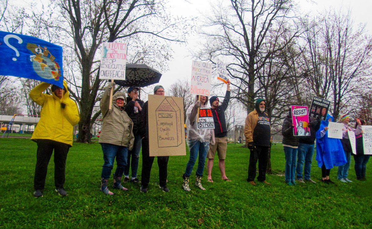 Protestors marched and chanted in Morton Park on Lincoln Avenue for roughly an hour in the rain and mid 40-degree temperatures. 
