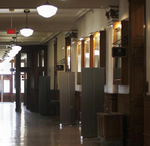 [Thumbnail] Eastern's Old Main was quiet Thursday morning while educators who had left the office to strike picketed outside.